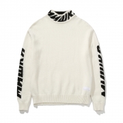 MISHKA LOGO HIGH NECK SWEATER WH (LOOSE FIT)